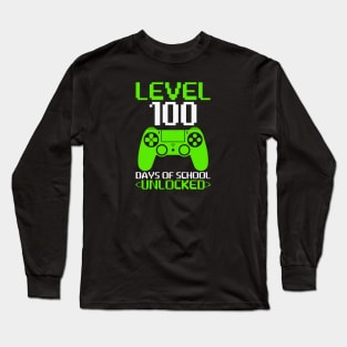 Level 100 Days Of School Unlocked - Student Gamer Long Sleeve T-Shirt